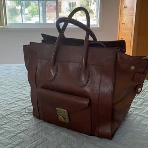 Arezzo tan leather satchel bag.